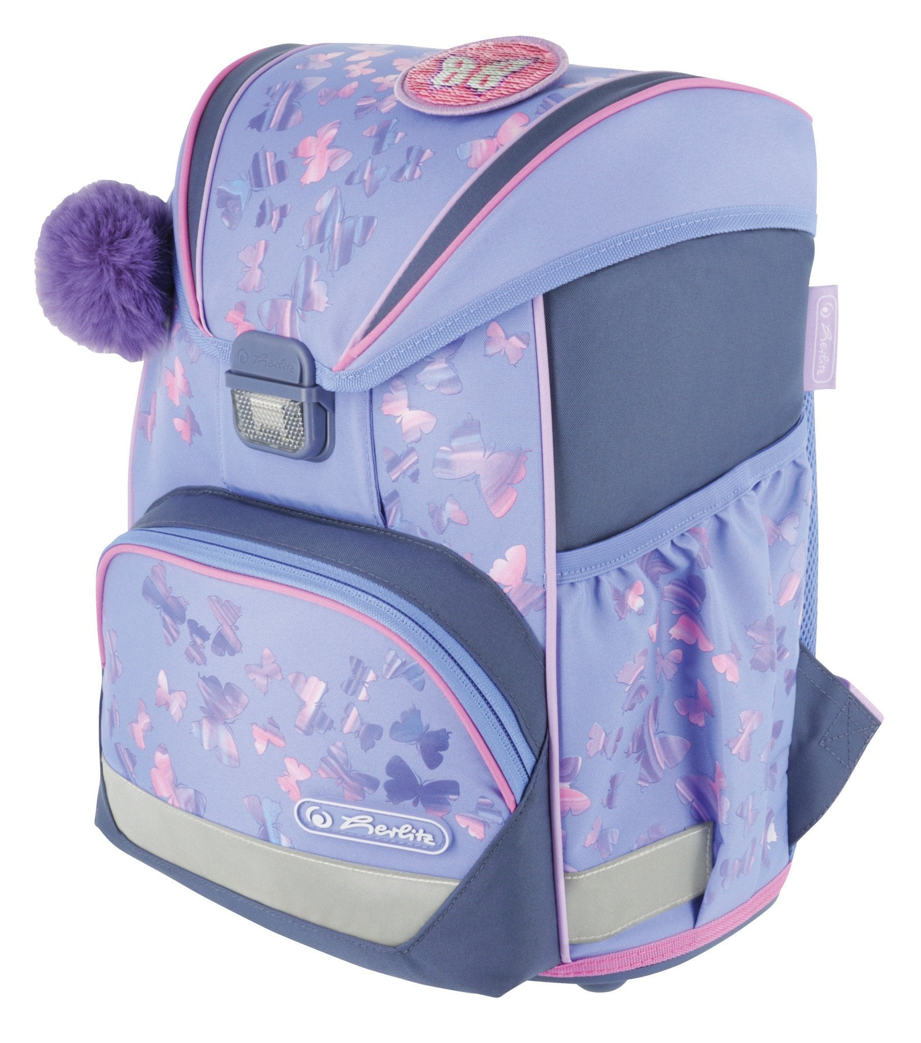 Mochila Escolar Herlitz Ultralight Violeta/Rosa, Estuche Estudiante Con 16 Piezas, Mocasines Ovalados, Bolsa De Deporte, 2 Aplicaciones 50046157