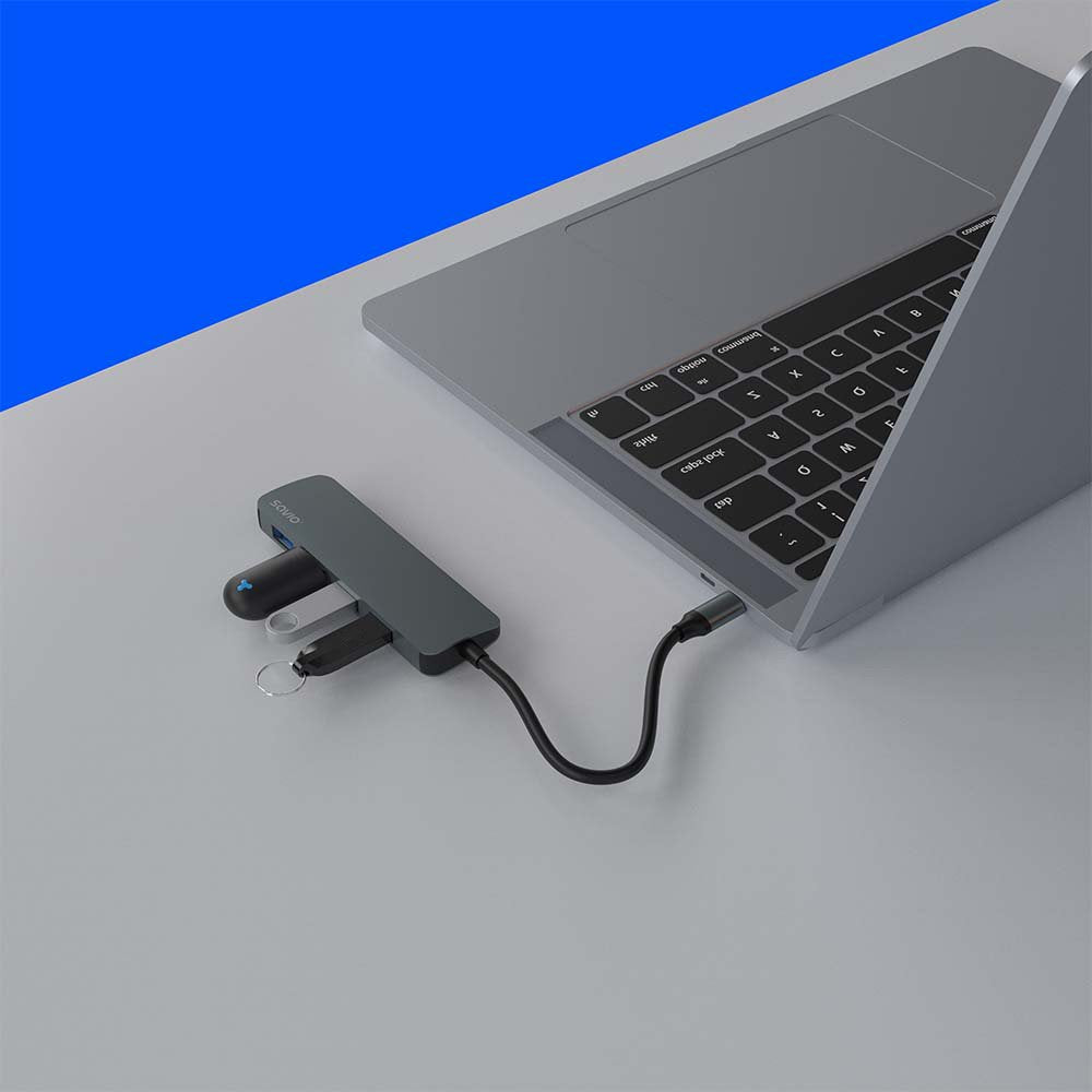 EAN 5901986047735 - Savio Hub USB-C - 4 x USB-A AK-54 USB 3.2 Gen 1 (3.1 Gen 1) Type-A 1000 Mbit/s Negro imagen 3