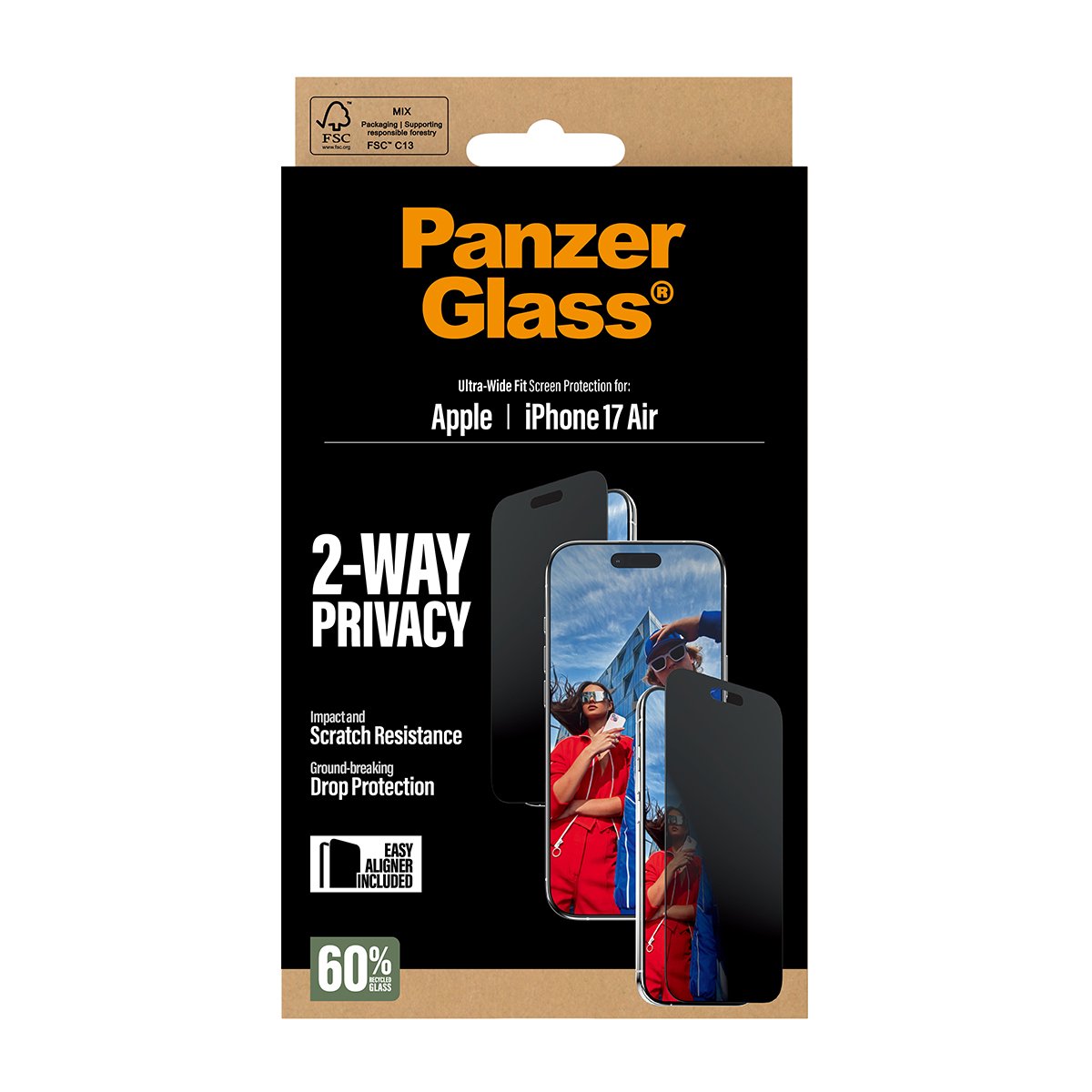 EAN 5715685025723 - PanzerGlass ® 2-Way Privacy Screen Protector iPhone 17 Air | Ultra-Wide Fit w. EasyAligner Protector de p imagen 3