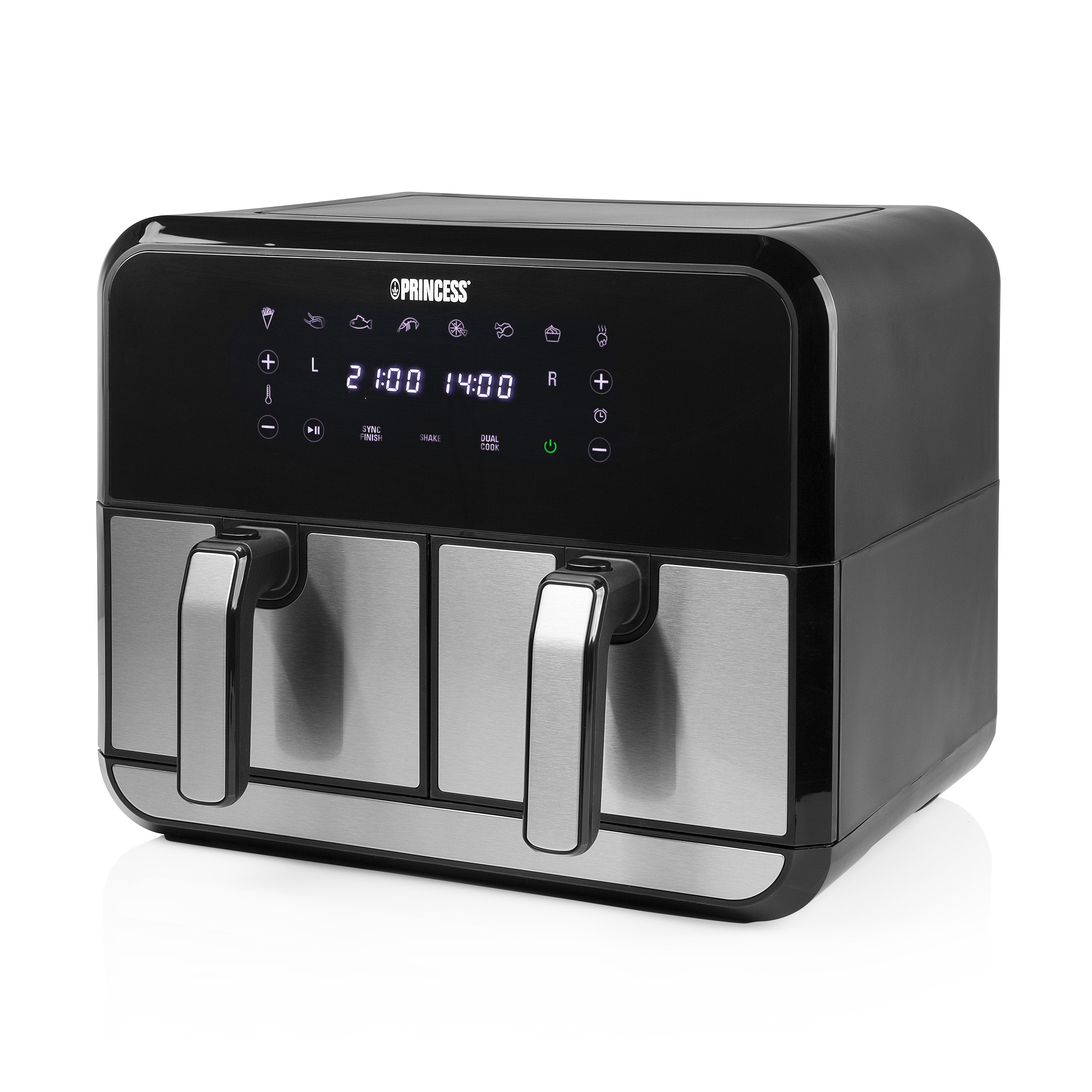 EAN 8712836969360 - Princess 182074 Doble 8 L Independiente 1700 W Freidora de aire caliente Negro, Acero inoxidable imagen 7