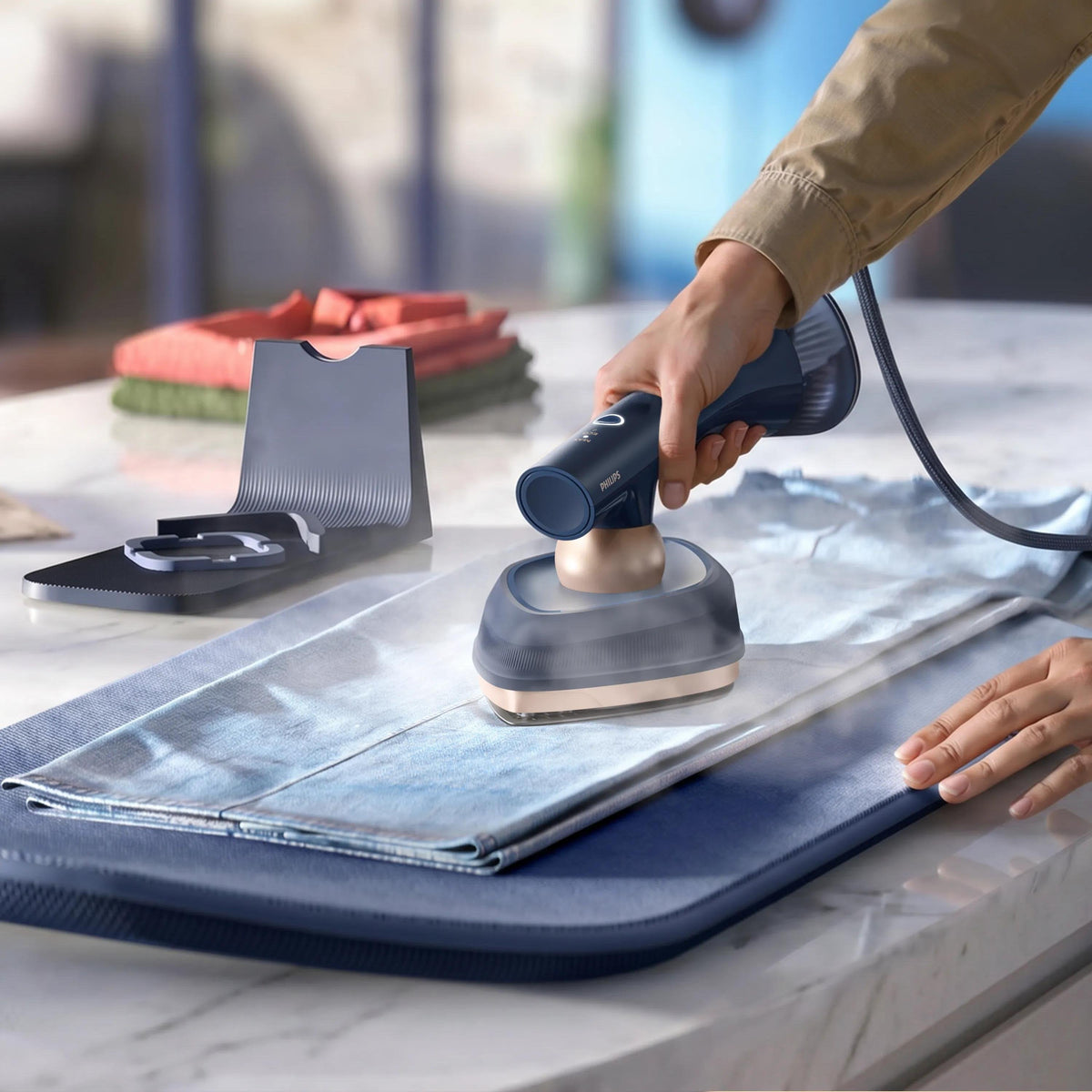 Philips Iron Gc215 20 Steam Iron With Soft Board,1800 W, Water Tank Capacity 300 Ml, Continuous Steam 45 G Min, Blue