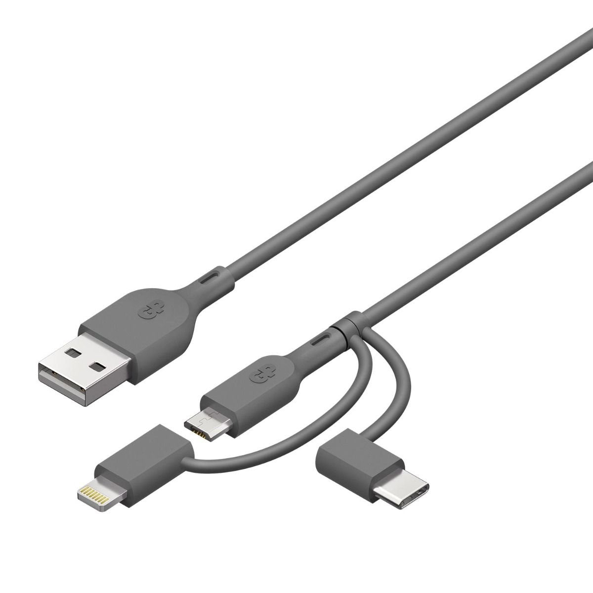 Gp Batteries Cy1n Cable Usb 1 M Usb A Usb C/Micro-Usb B/Lightning Gris