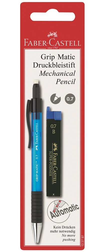 Faber Castell Portaminas Grip Matic + Tubo De Minas 0,7mm B Azul En Blister