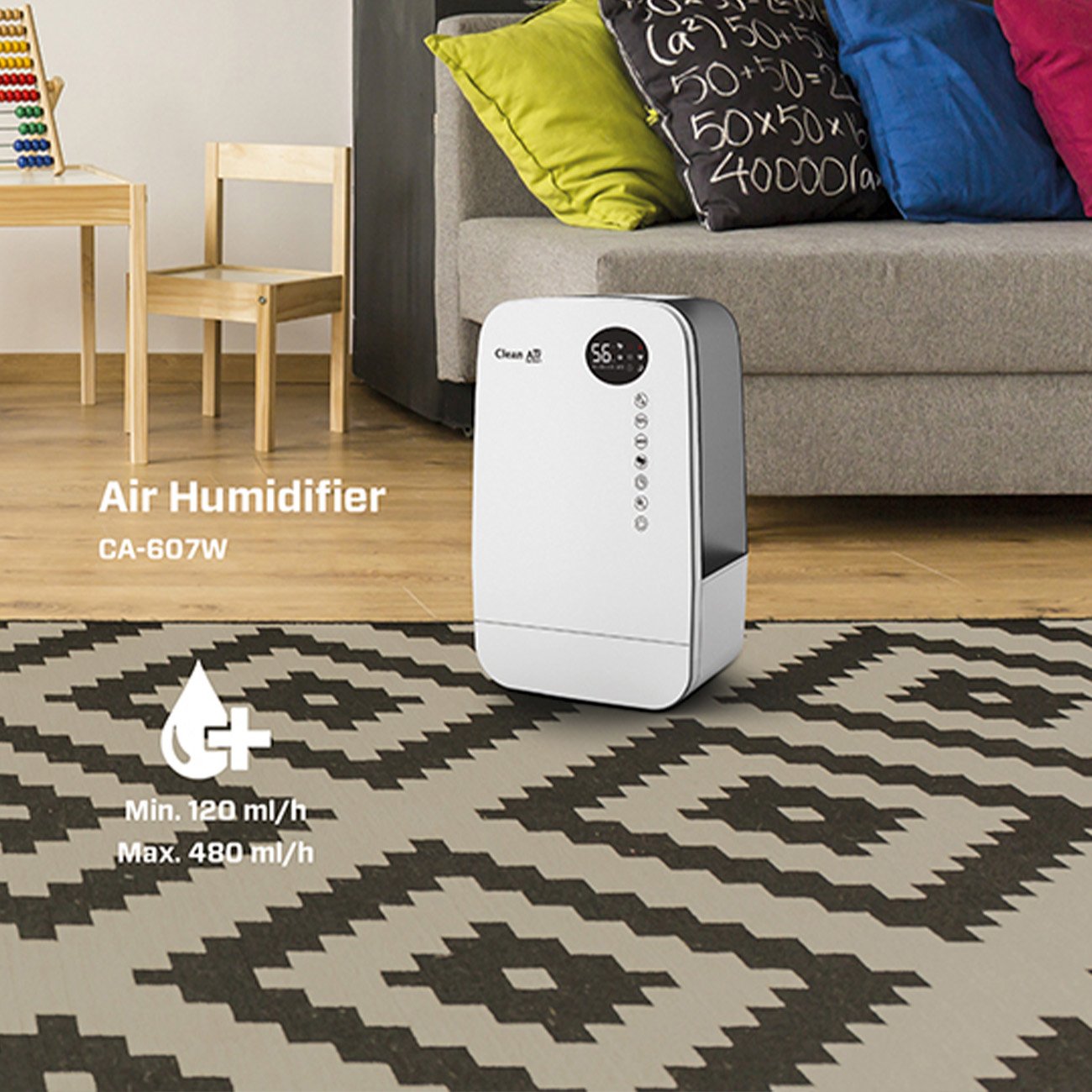 EAN 8718546312182 - Clean Air Optima CA-607W humidificador Ultrasónica 5,5 L Blanco 25 W imagen 7