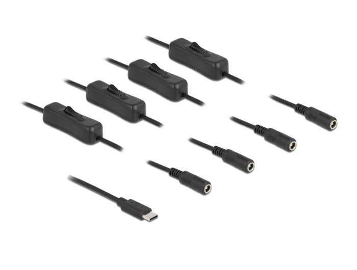 Delock Cable Usb Type-C Macho A 4 X Dc 5,5 X 2,1 Mm Hembra Con Interruptor 1 M