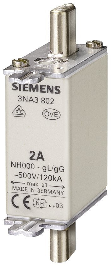 Siemens 3na3822 Nh000 63a 500vac 250dc Gl Gg Sicherung Spannungsfhrend
