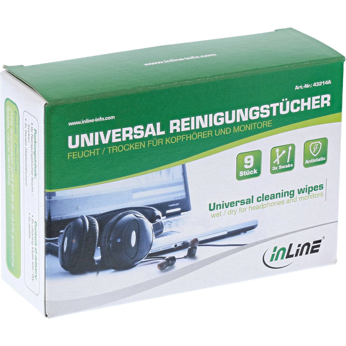 Toallitas De Limpieza Universales Inline Húmedas/Secas Para Auriculares Y Monitores