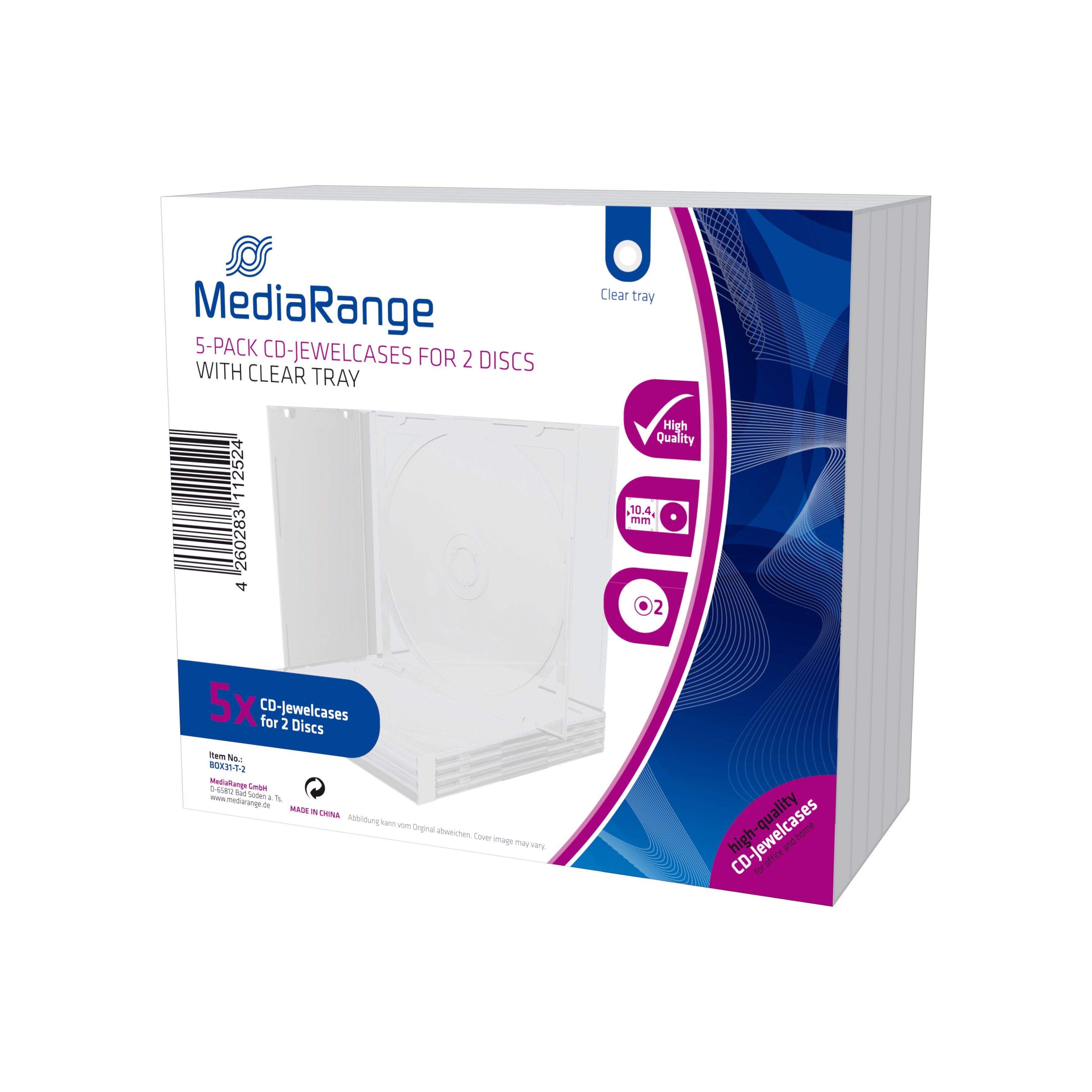 Mediarange Cd-Leerhülle Para 2 Dics 10.4mm Transpa. Tray 5pcs