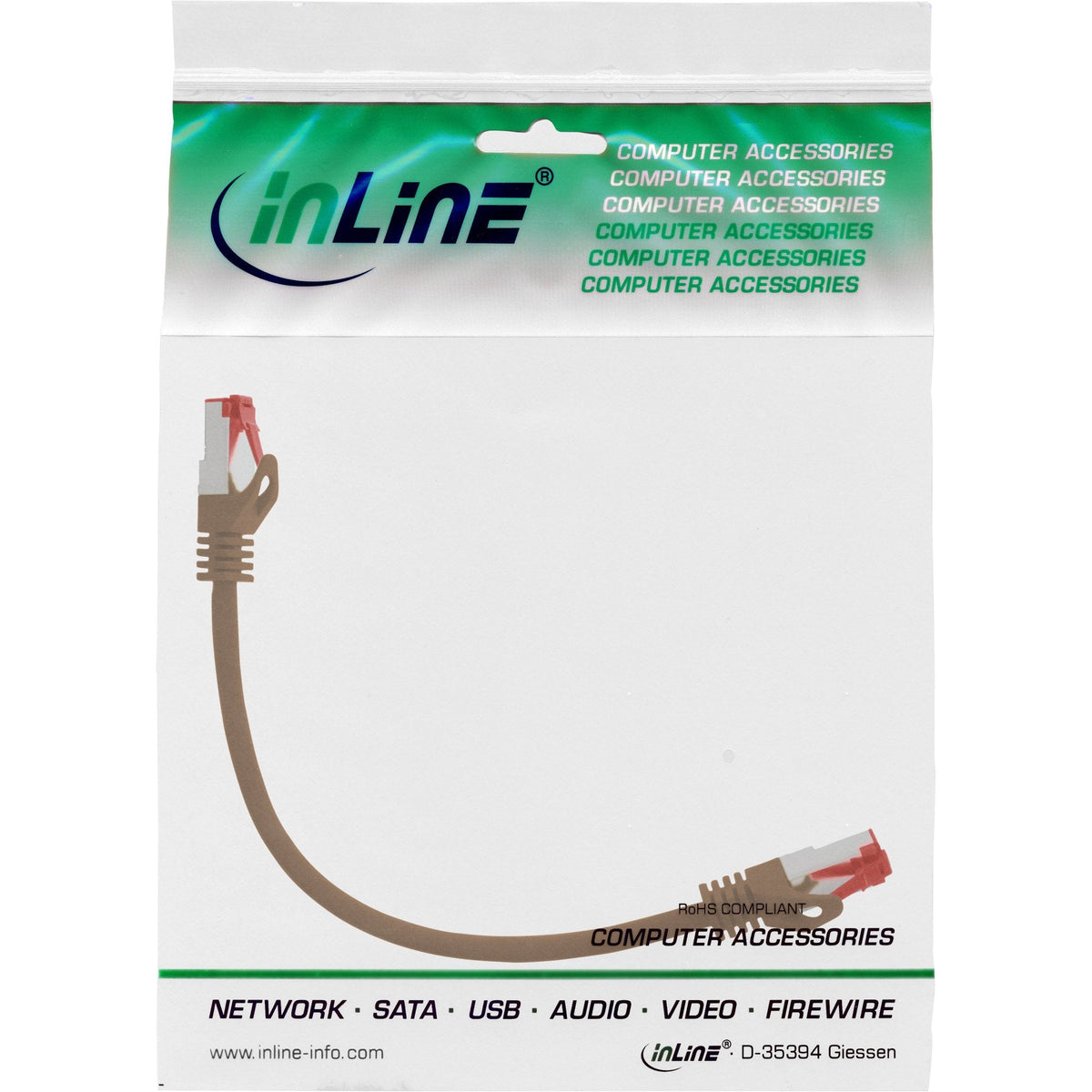 Cable De Red Inline S/Ftp Pimf Cat.6 250mhz Pvc Marrón Cobre 0.3m