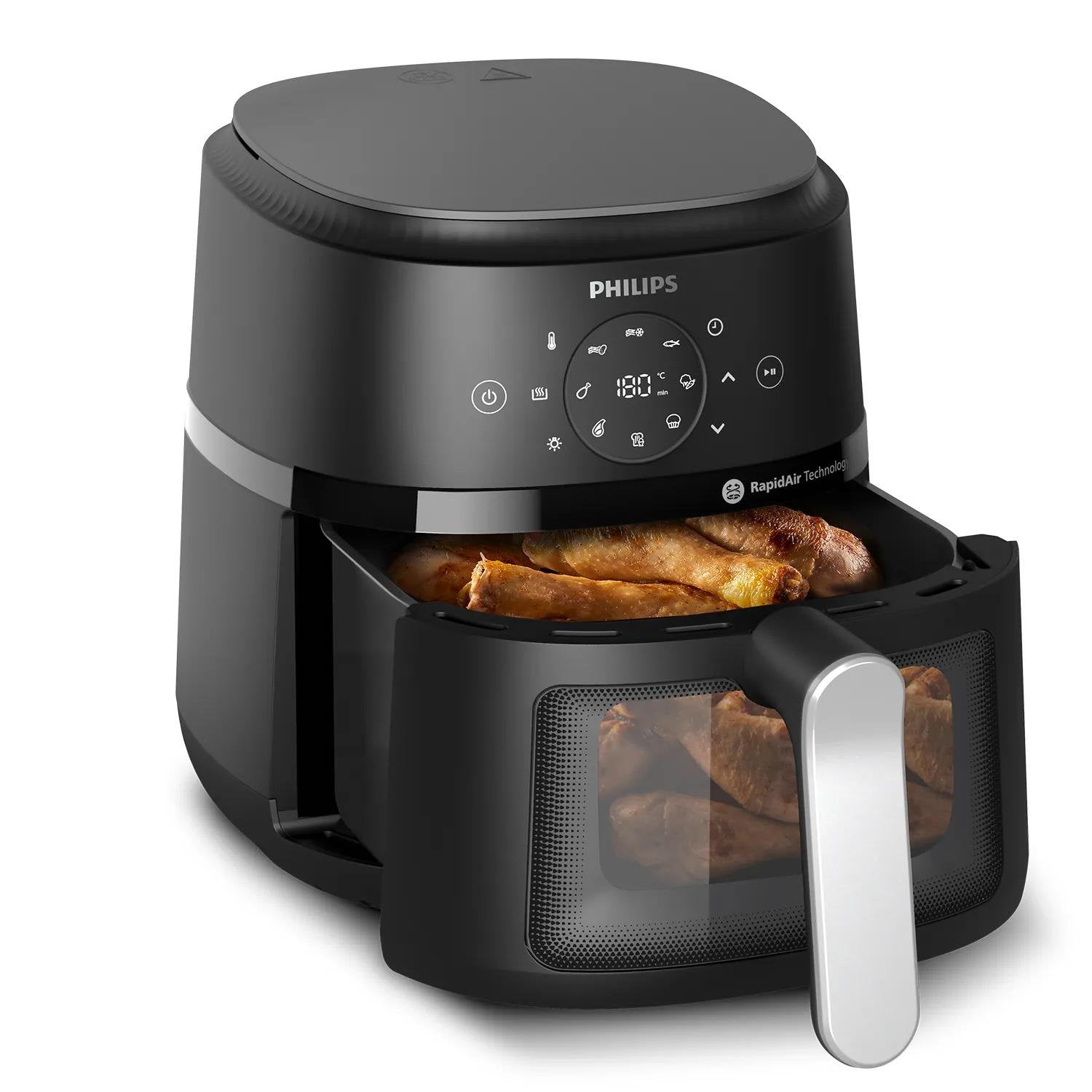 EAN 8720389034770 - Philips 2000 series NA221/00 freidora Sencillo Independiente 1500 W Freidora de aire caliente Negro, Plat imagen 4
