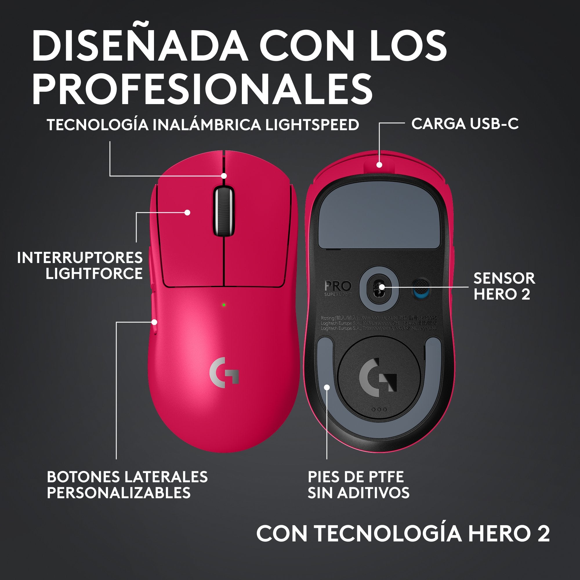 EAN 5099206130081 - Logitech G PRO X SUPERLIGHT 2c ratón Juego Ambidextro RF inalámbrico 44000 DPI imagen 12