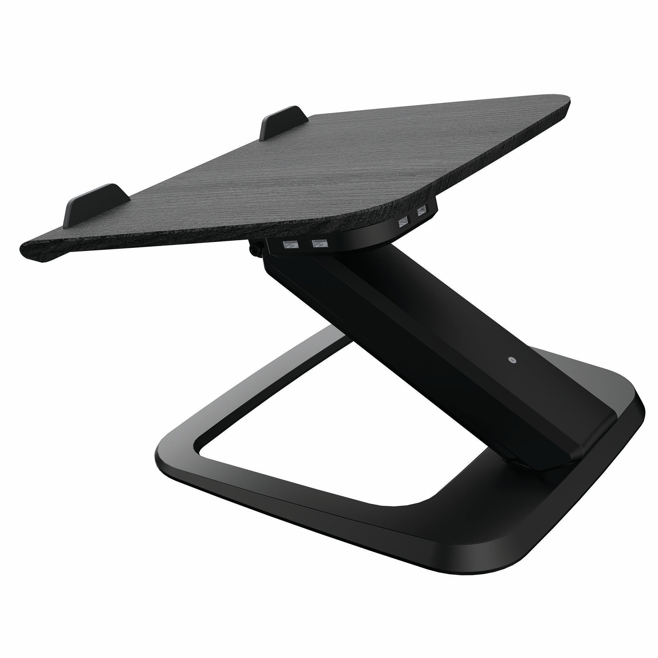 Fellowes Hana Soporte Para Portatil - Sistema De Muelle A Gas - Inclinacion Maxima 95º - 4 Puertos Usb - Base De Aluminio Y Plataforma De Madera - Hasta 29 Pulgadas - Color Negro