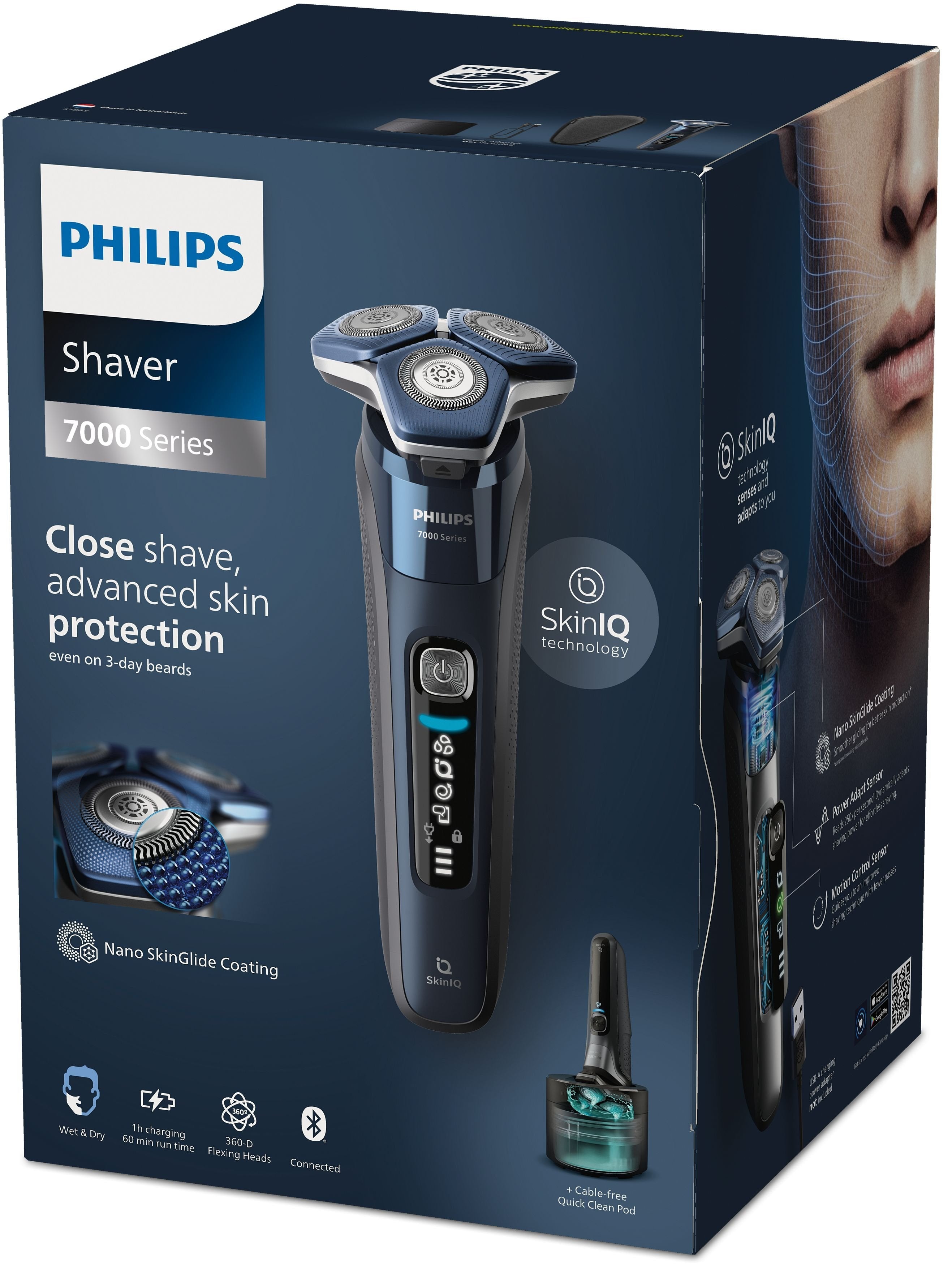 Afeitadora Philips Shaver Series 7000 S7885/50 Máquina De Afeitar De Rotación Recortadora Negro, Azul