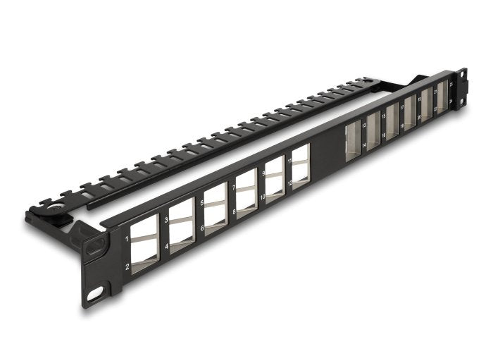 Delock 19? Keystone Patchpanel 24 Port Gewinkelt Mit Entlastungsschiene Schwarz
