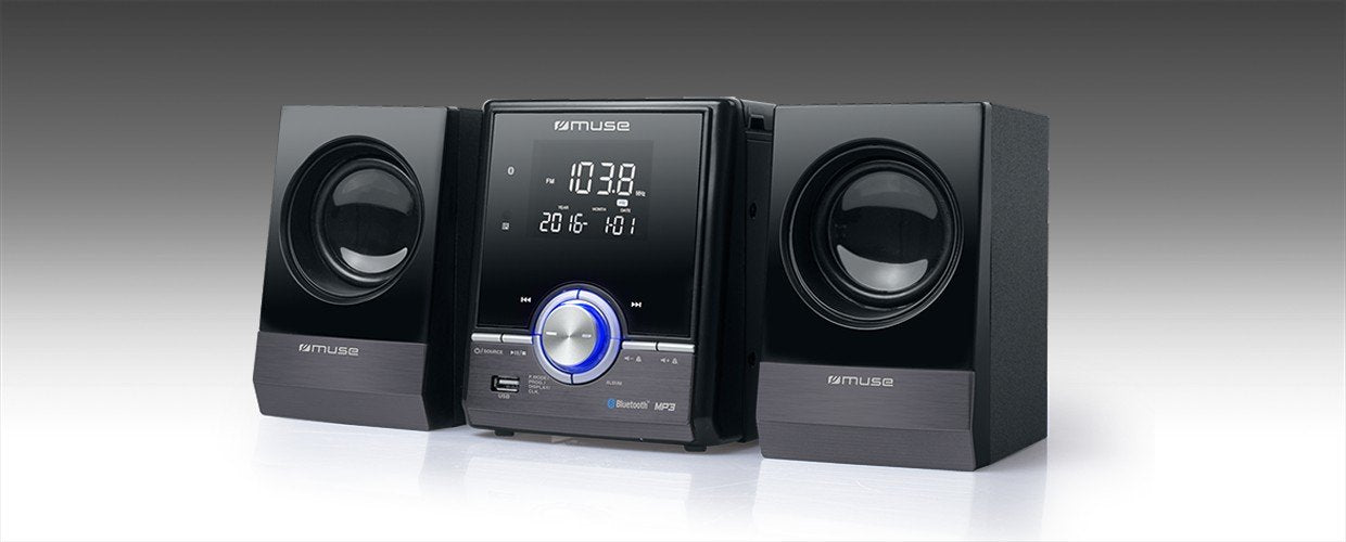 Muse Microcadena Cd Mp3 Bluetooth Usb Aux (M-38 Bt) Muse M-38 Bt, Home Audio Micro System, Negro, 1 Discos, 10 W, De 2 Vías, Fm