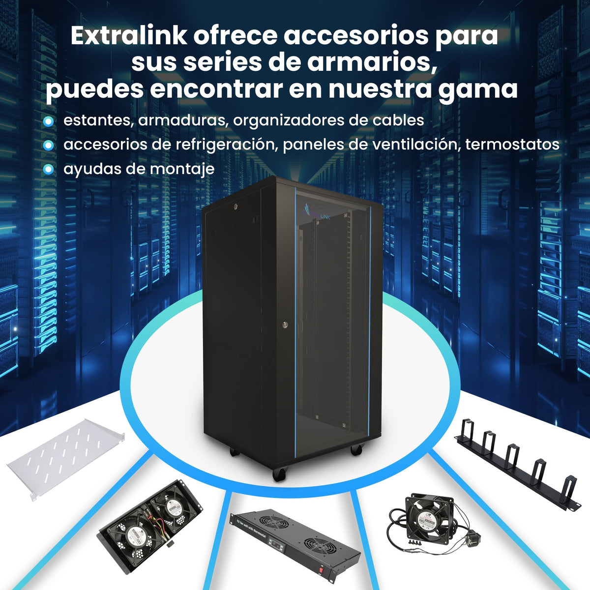Armario Rack De Pie Extralink 27u 600x600 Negro