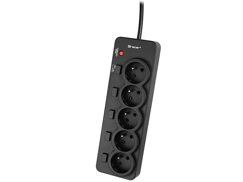 Protector Contra Sobretensiones Tracer Powerguard + 1,8 M Negro (5 Salidas)