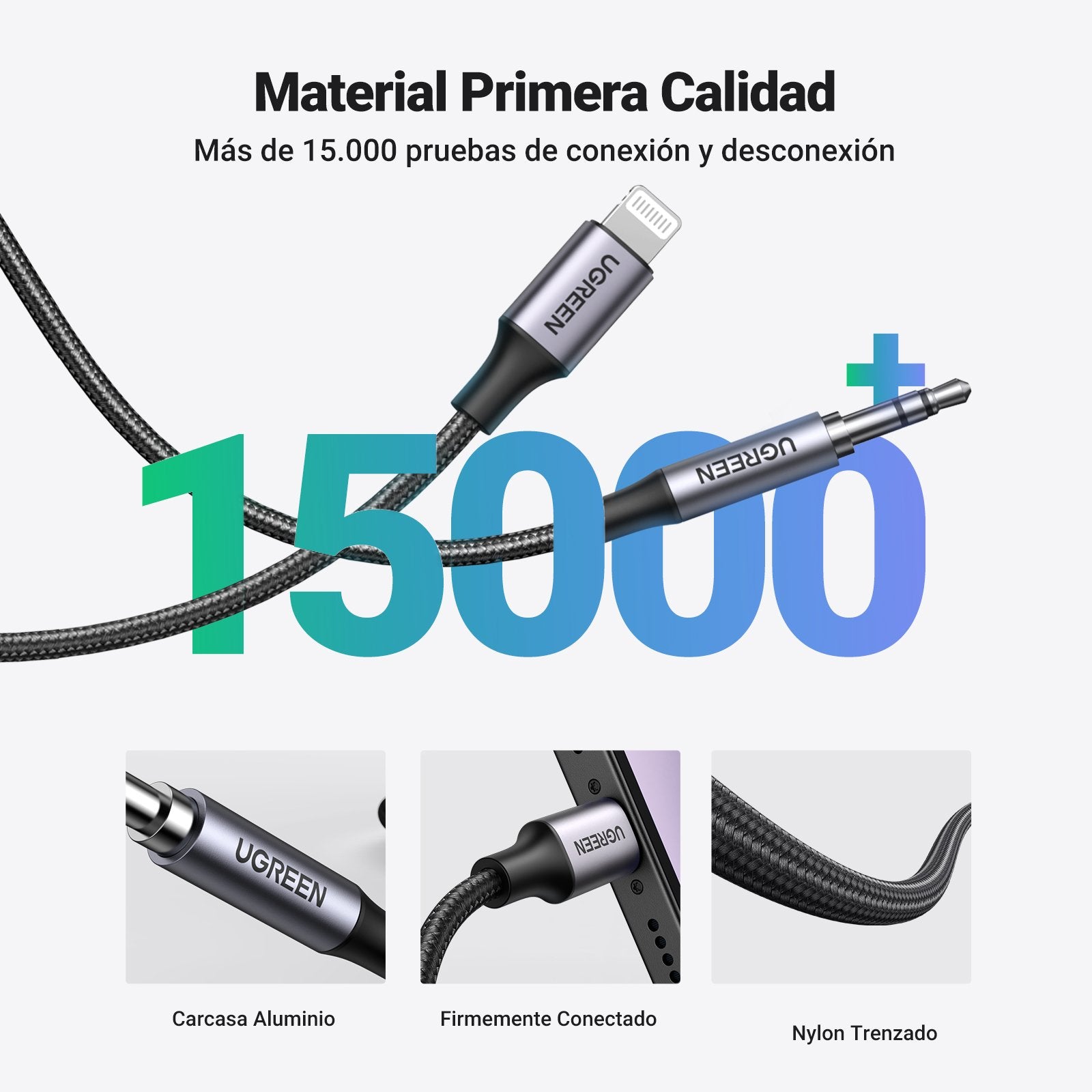 EAN 6957303875092 - Ugreen 70509 cable de teléfono móvil Plata 1 m 3,5mm Lightning imagen 6
