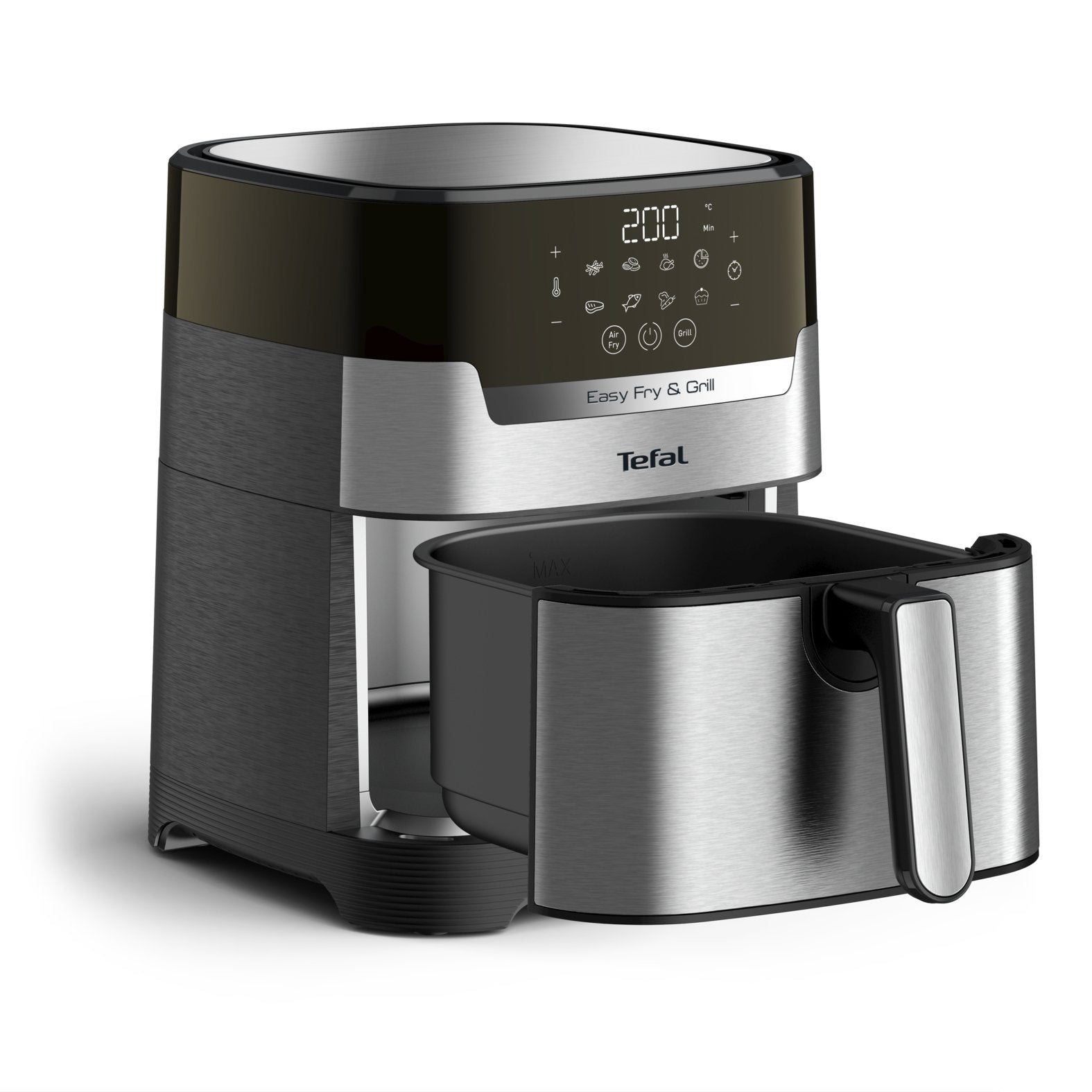 Freidora Tefal Easy Fry & Grill Ey505d15 Sencillo 4,2 L Independiente 1550 W Freidora De Aire Caliente Acero Inoxidable Acero Fino/Negro, Freidora De Aire Caliente, 4,2 L, 80 °C, 200 °C, 6 Personas(S), 60 Min