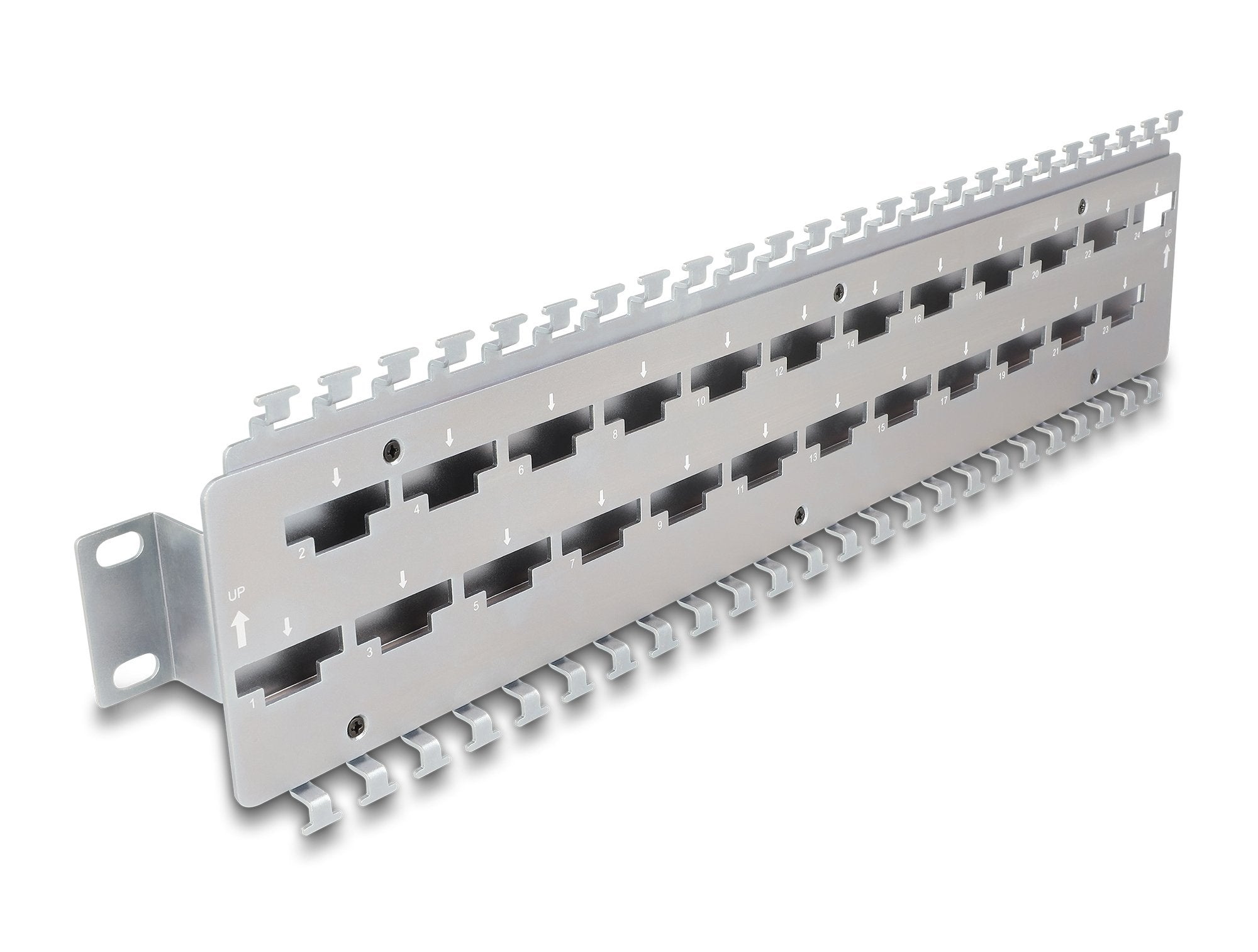Delock 67070 Carril De Soporte De Cable De 19? Para Conectores De Cable De Red Con Conexión Lsa 24 Puertos Metálicos