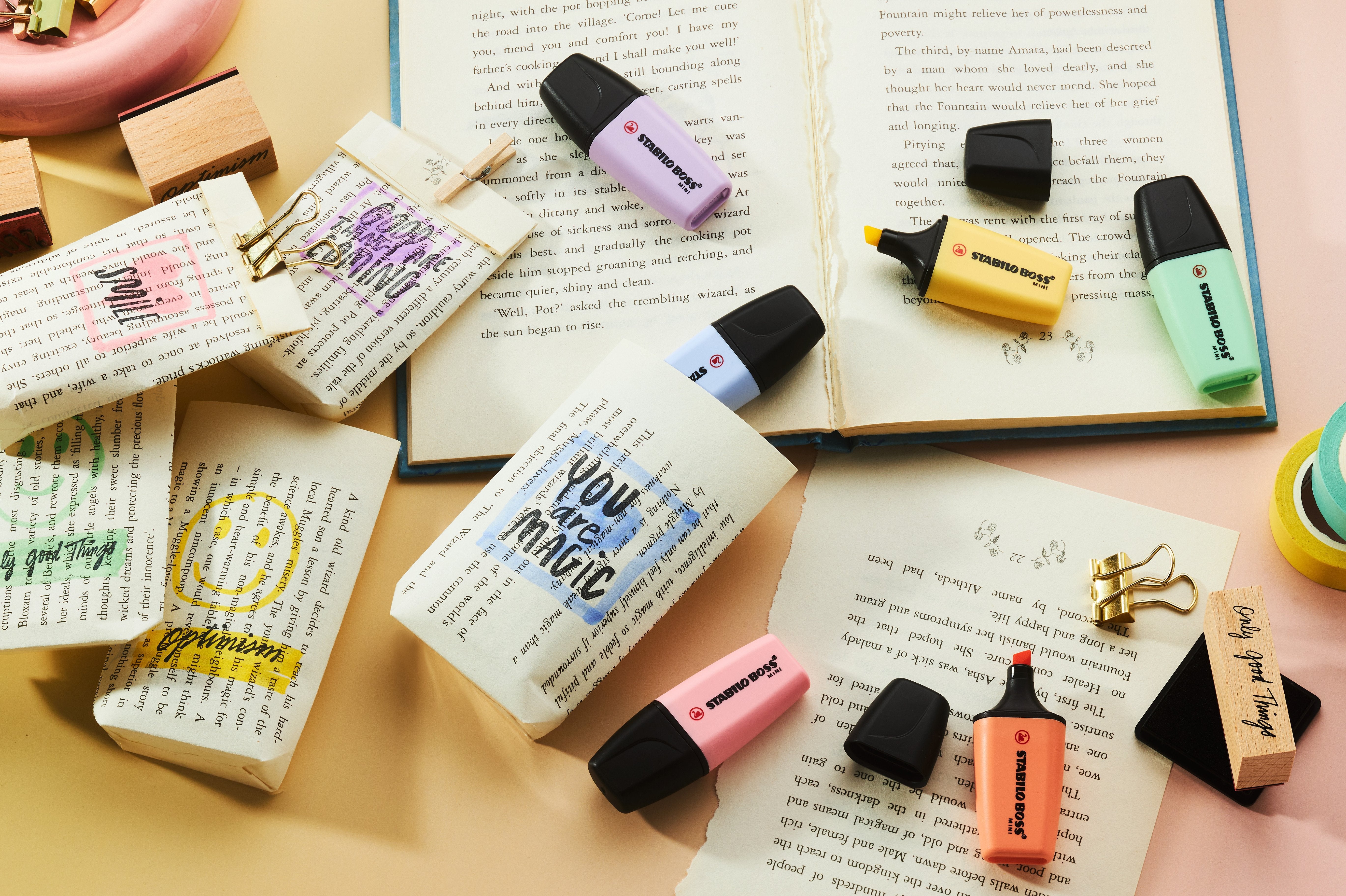 Stabilo Boss Mini Pastel Pack De 6 Marcadores Fluorescentes - Trazo Entre 2 Y 5mm - Tinta Con Base De Agua - Antisecado