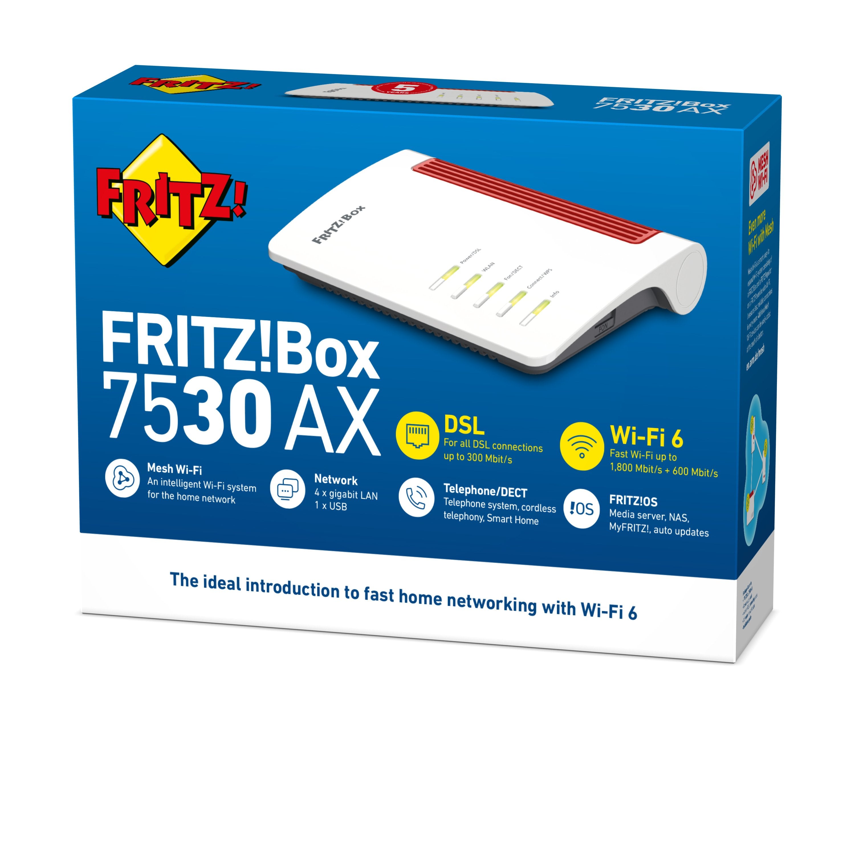 EAN 4023125029448 - Box FRITZ! 7530 AX router inalámbrico Gigabit Ethernet Doble banda (2,4 GHz / 5 GHz) Blanco imagen 4