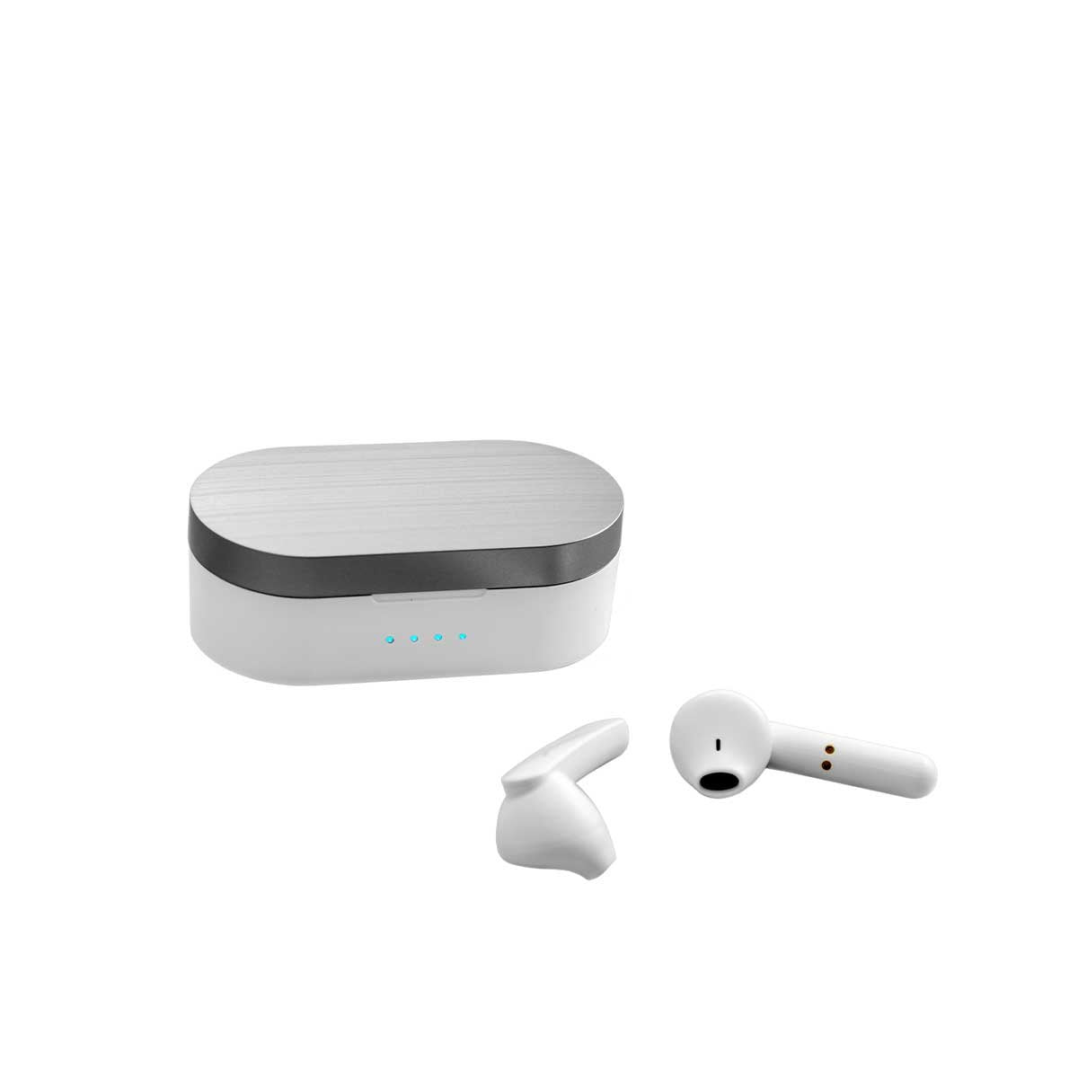 Auricular Bluetooth Prixton Earbuds Tws157 Tactil Blanco Manos Libres Compatible Con Asistente