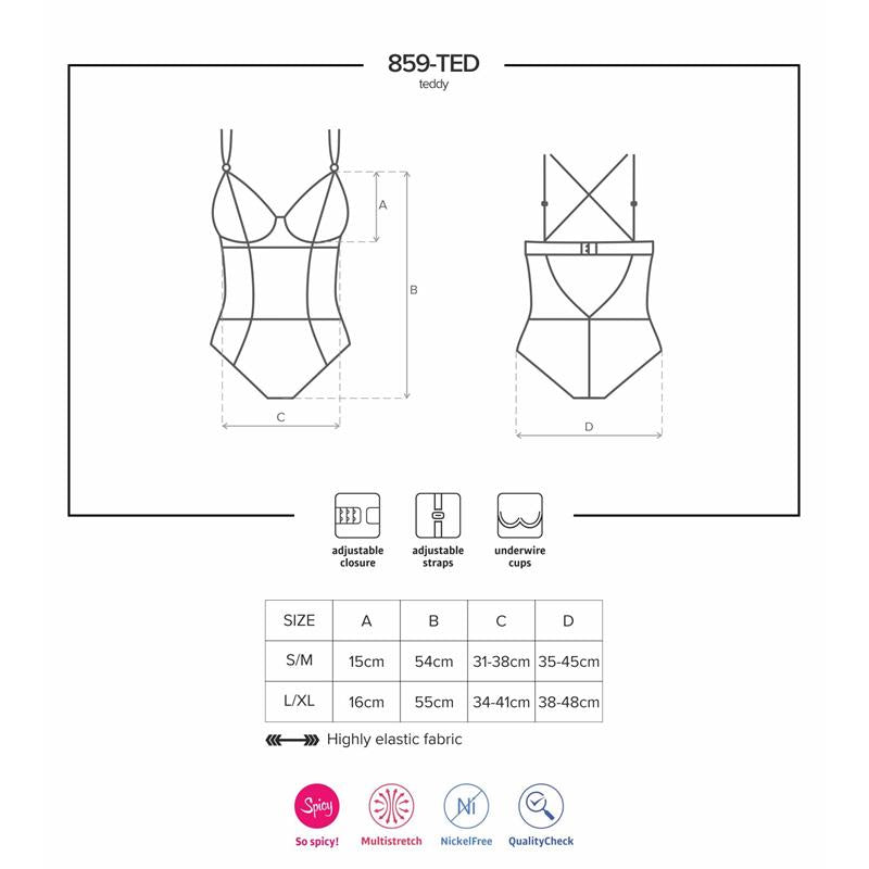 859-Ted-1 Teddy Color Negro Talla (Interno):S/M