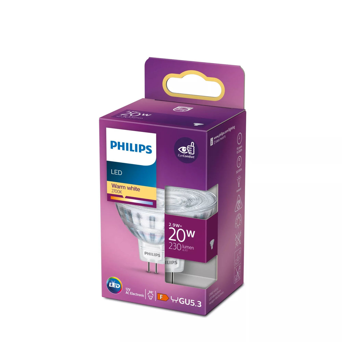 Philips Led-Spot-Bombilla - Form: Mr16 - Gu5.3 - 2.9 W (Equivalente 20 W)