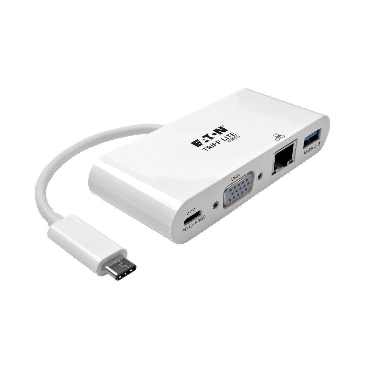 Eaton Tripp Lite Usb-C Multiport Adapter Vga Usb-A Port Gbe And Pd Charging White