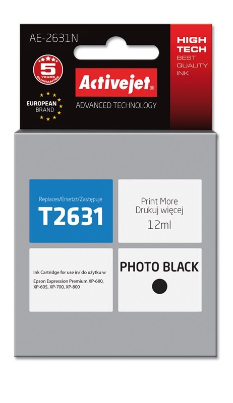 EAN 5901443017523 - Activejet AE-2631N cartucho de tinta 1 pieza(s) Compatible Alto rendimiento (XL) Foto negro imagen 1