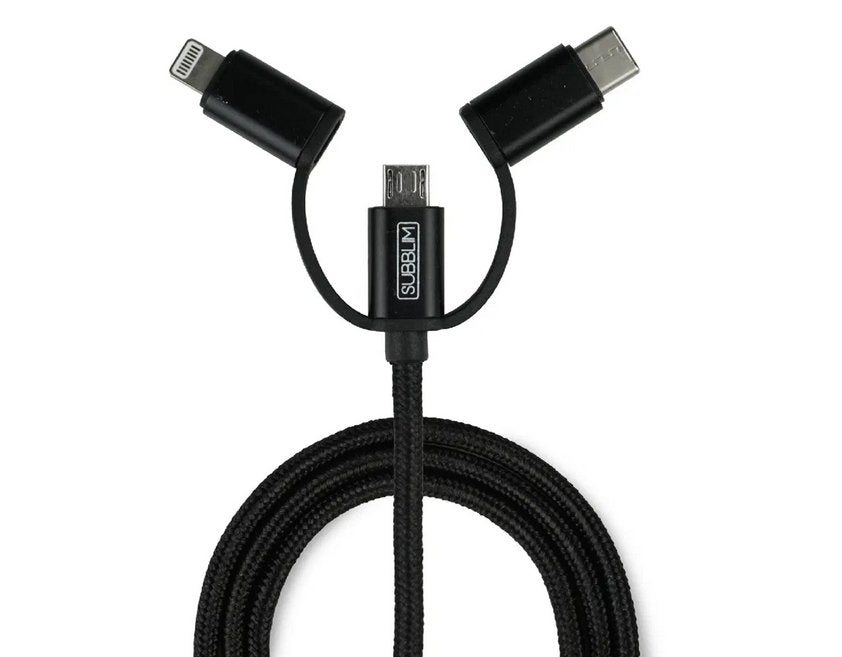 Cargador De Coche Subblim Sub-Chg-4cc002/ 2 Usb + Cable Usb 3 En 1/ 2.4a/ Negro