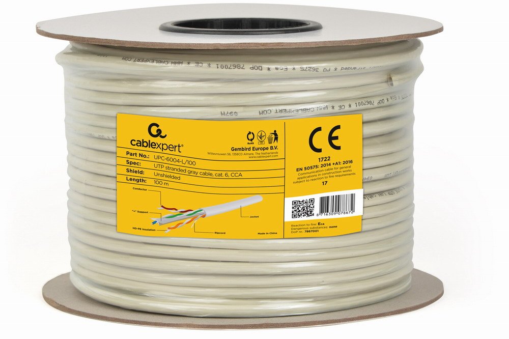 Gembird Bobina Cable De Red Cat6 100m U/Utp (Utp) Gris
