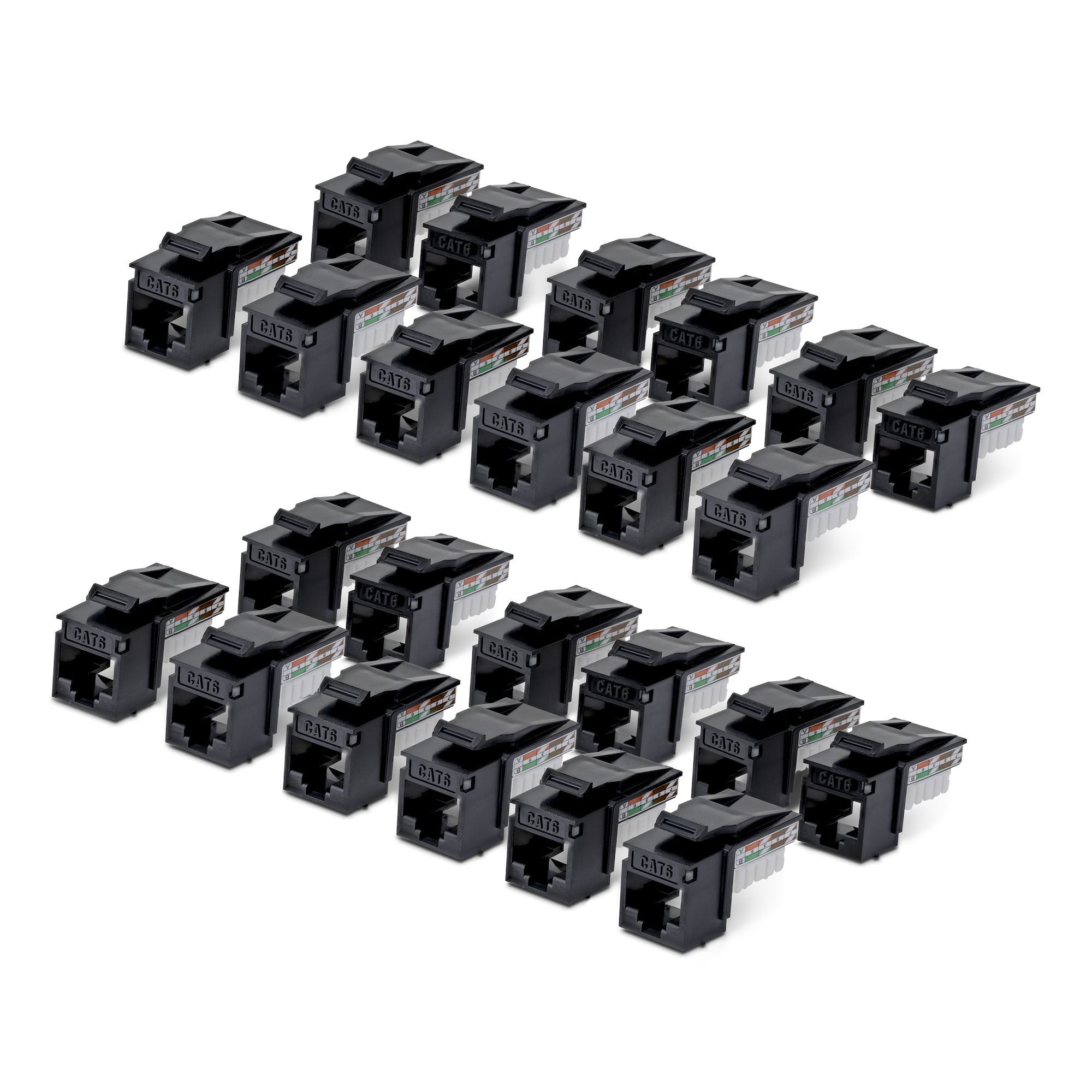 Startech.Com Cat6 Keystone Jack Módulo, Pack De 24 Rj45 Ethernet Keystone Conector Hembra, Utp Cat6 Wandbuchse, 90 Grad 110 Punch Down Conector Hembra, Negro, Acodado, Negro, Rj-45, Conector Hembra, Conector Hembra, 10gbase-T