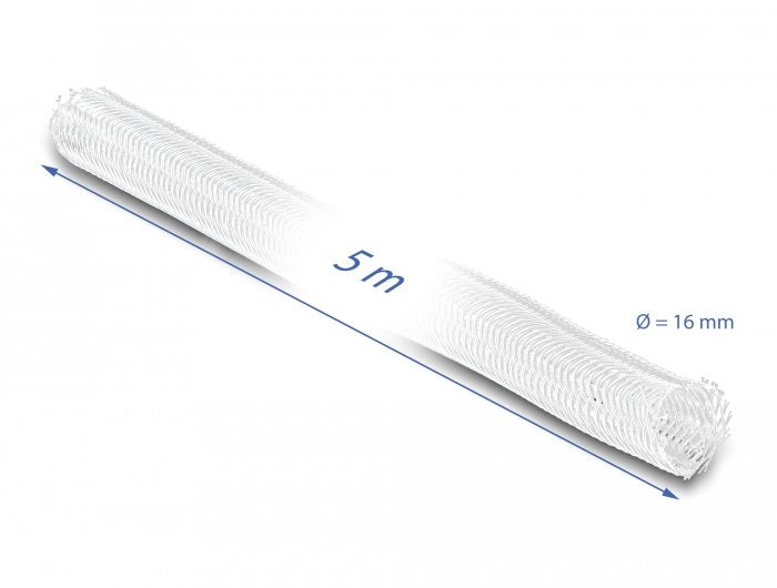 Delock Manguito Trenzado Con Cierre Automático 5 M X 16 Mm Blanco