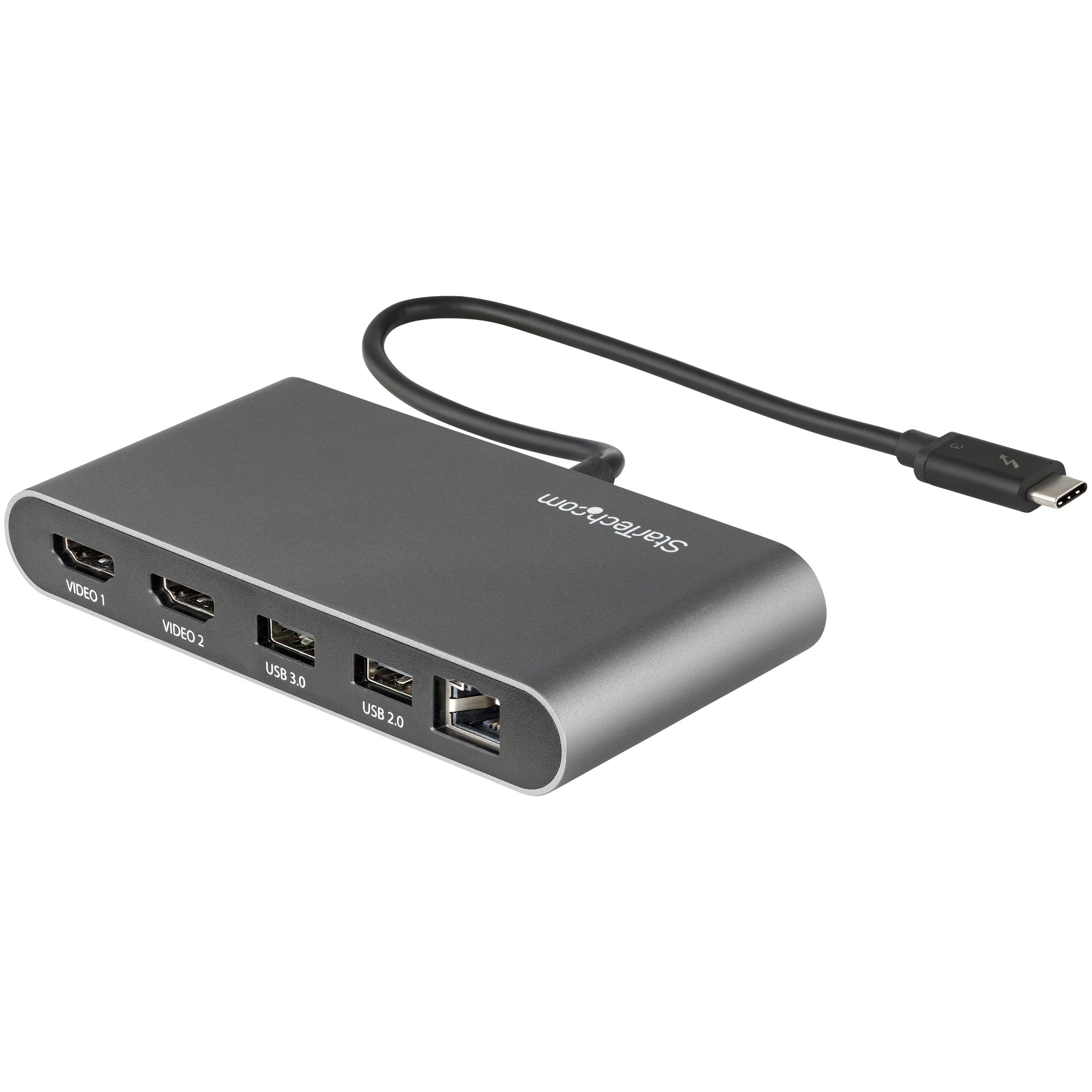 EAN 0065030888042 - StarTech.com TB3DKM2HDL base para portátil y replicador de puertos Alámbrico Gris imagen 1