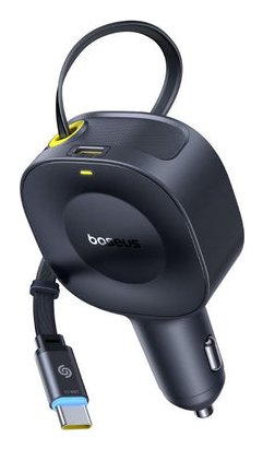 Primetrip Vr2 Car Charger With Retractable Cable C+C 30w Cosmic Black