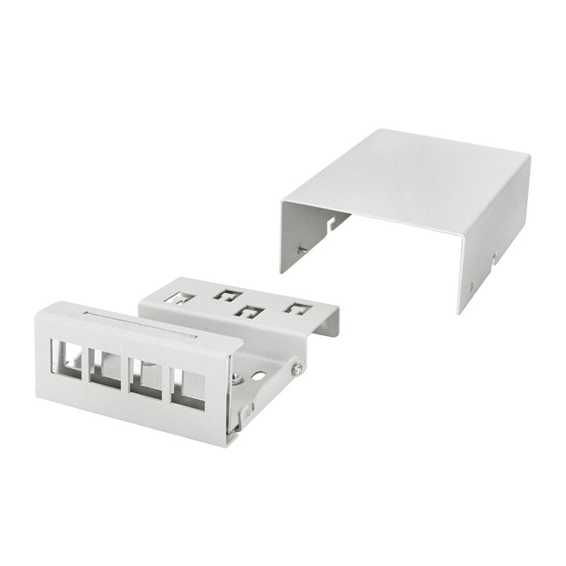 Consolidation Point Box 4-Port, Desk Wall Rail Mounting, Gris