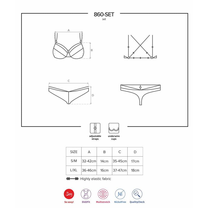 860-Set-1 Set 2 Piezas Color Negro Talla (Interno):S/M