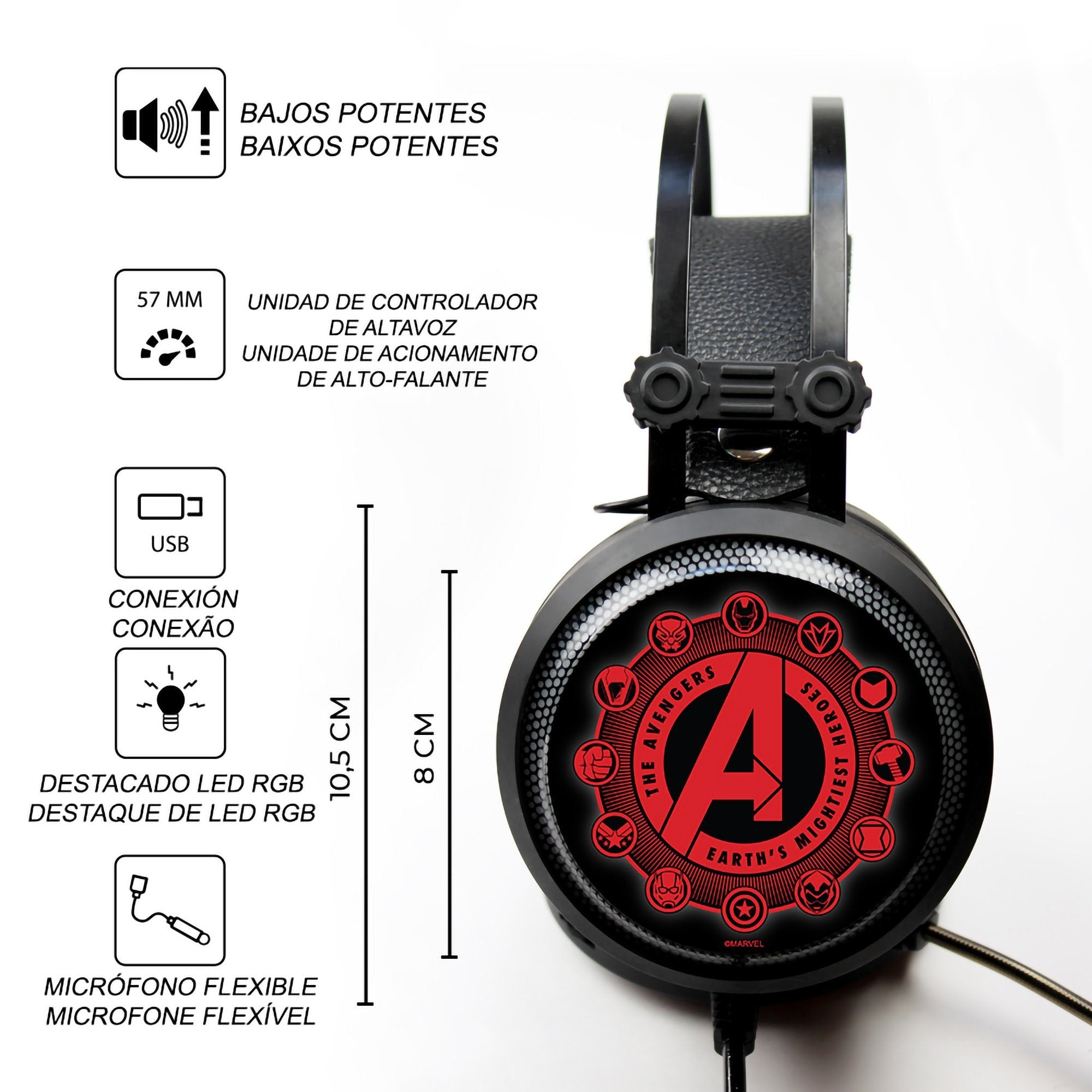 Auricular Gaming Avengers Multicolor Sonido Virtual 7.1/ Jack3.5mm/ Cable 2.2m