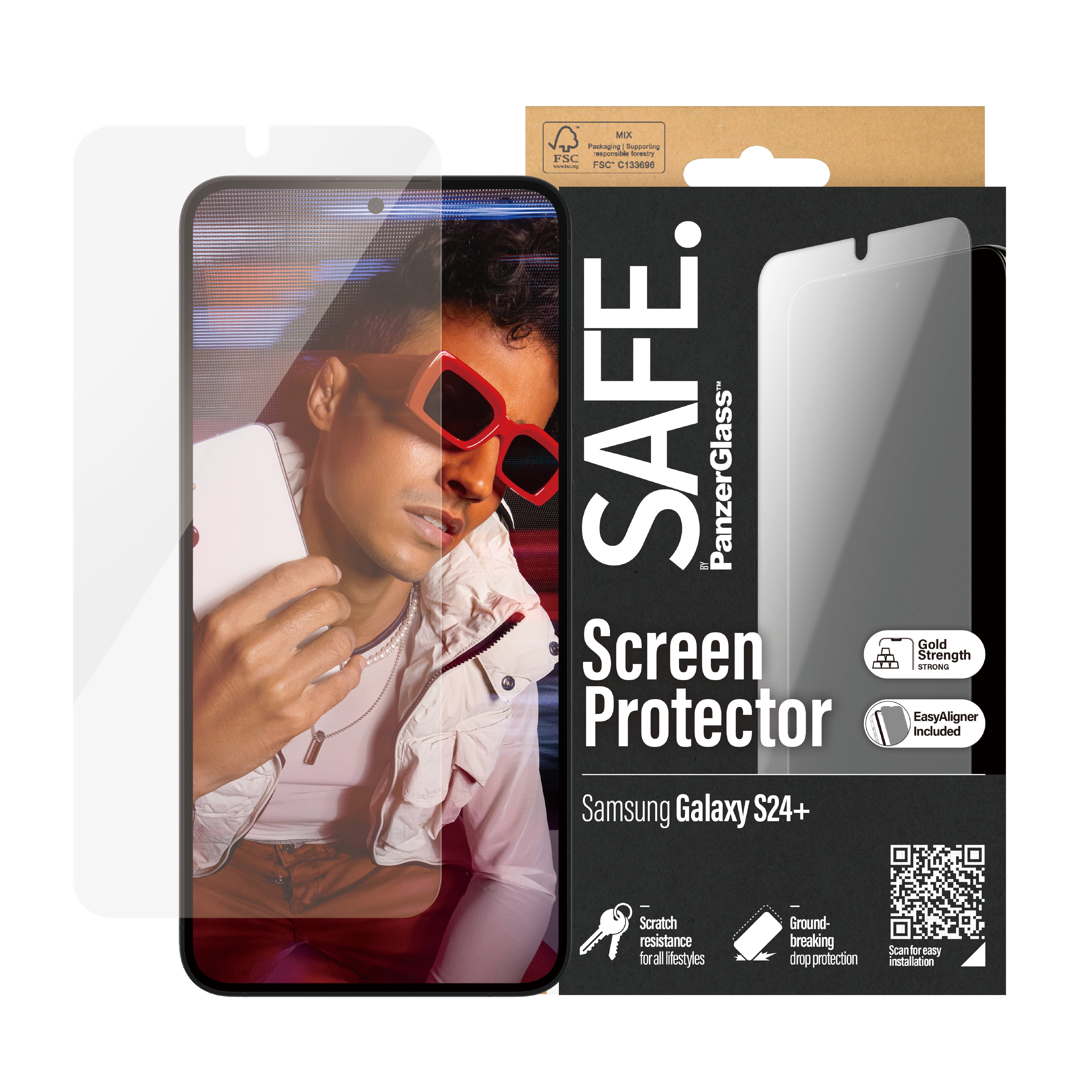 EAN 5711724956676 - PanzerGlass SAFE. by ® Screen Protector Samsung Galaxy S24+ | Ultra-Wide Fit w. EasyAligner Protector de imagen 2