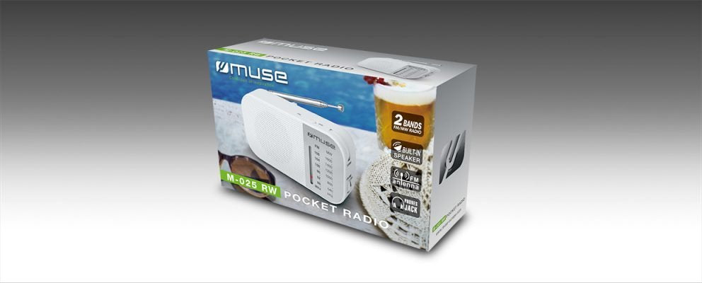 Muse M-025 Rw Blanco Radio Analógica Am/Fm Portátil Con Altavoz Integrado