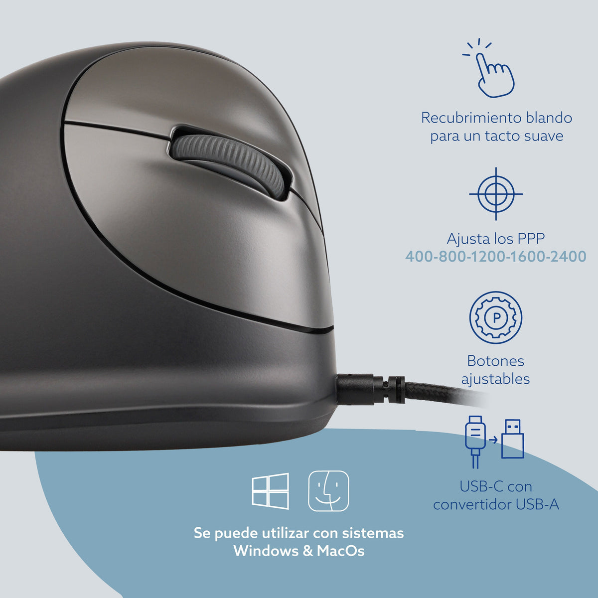 R-Go Ratón He Break Ergonómico Derecha Usb Pequeño