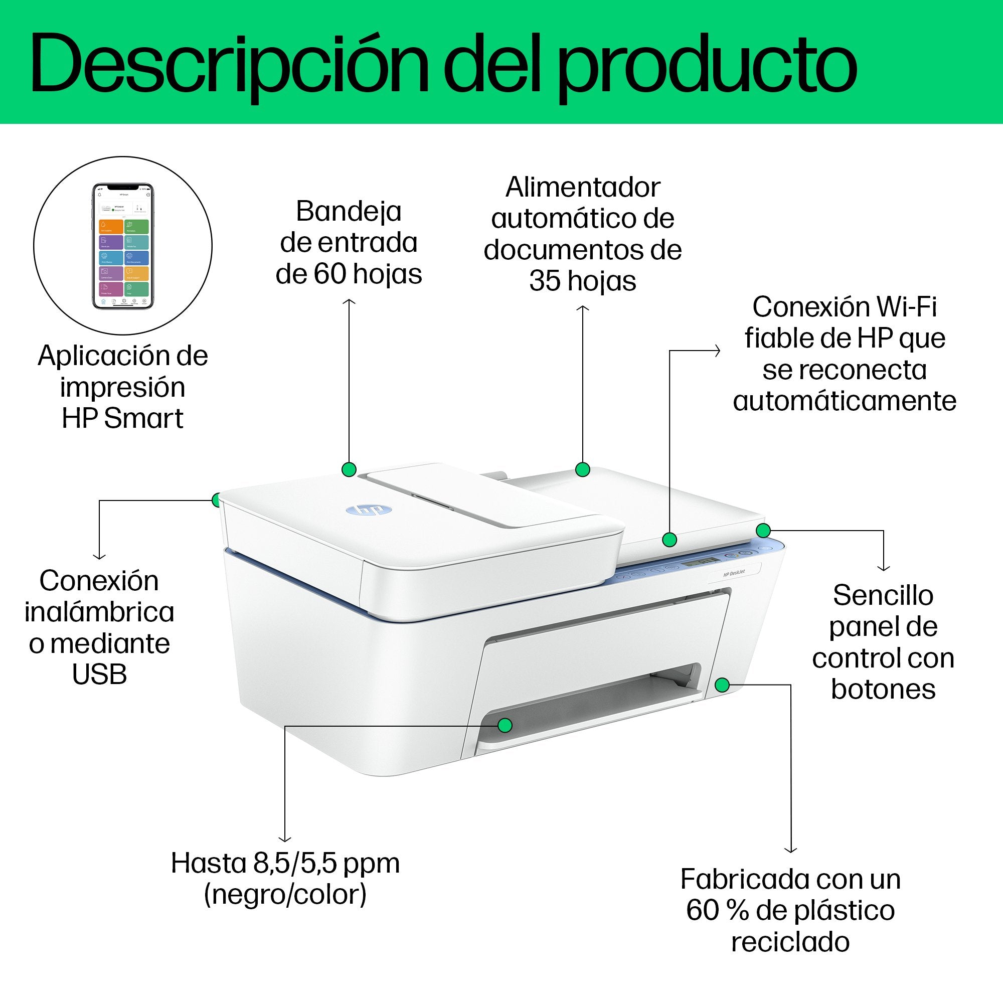 EAN 0196337820784 - HP DeskJet 4222e All-in-One Printer Inyección de tinta térmica A4 4800 x 1200 DPI 8,5 ppm Wifi imagen 5