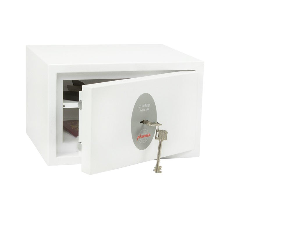 Caja Fuerte De Superficie Phoenix Safe Co. Fortress Ii Ss1181k 8 L Acero Blanco