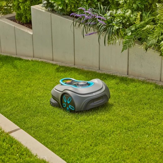 Gardena Robot Cortacésped Smart Sileno Free 1.200m² Set Gris/Turquesa, Batería Li-Ion, Con Gateway Inteligente, Tecnología Lona 19923-20