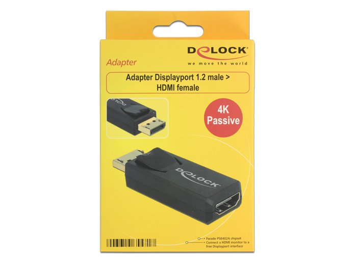 Delock Adaptador Displayport 1.2 Macho Hdmi Hembra 4k Pasivo Negro