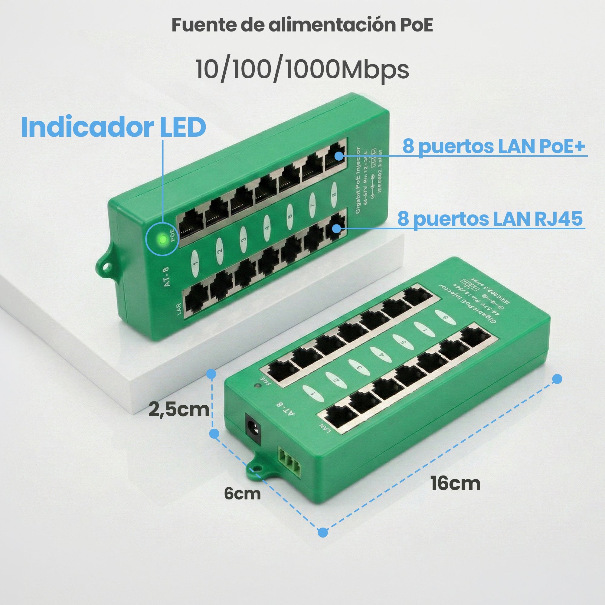 EAN 5903148912561 - Extralink ACTIVE POE INJECTOR 8 PORT GIGABIT 802.3AT/AF MODE A - 1 Gbps - 8-Port Gigabit Ethernet 48 V imagen 21