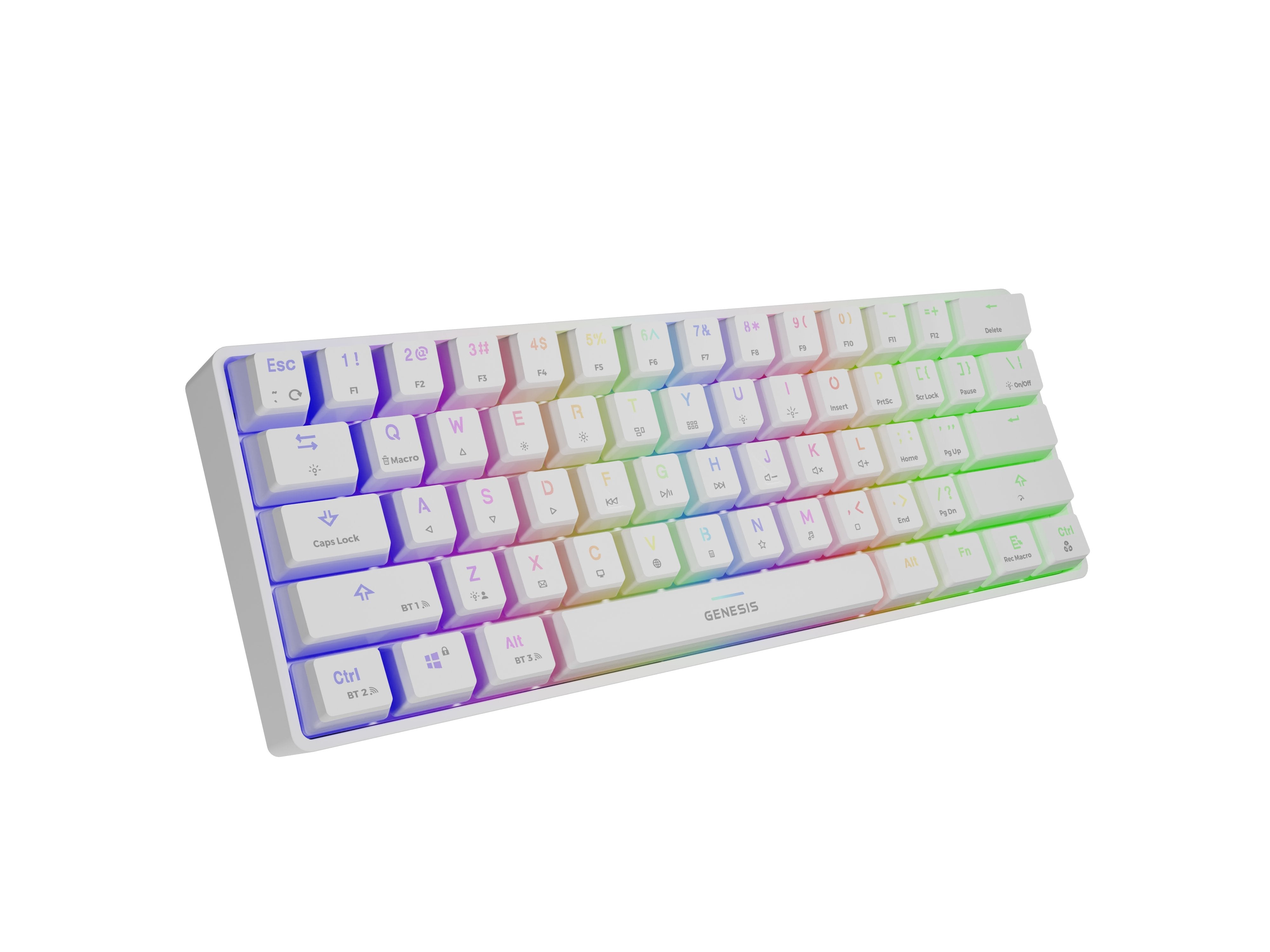 Teclado Ingles Gaming Genesis Thor 660 Rgb Blanco Con Led