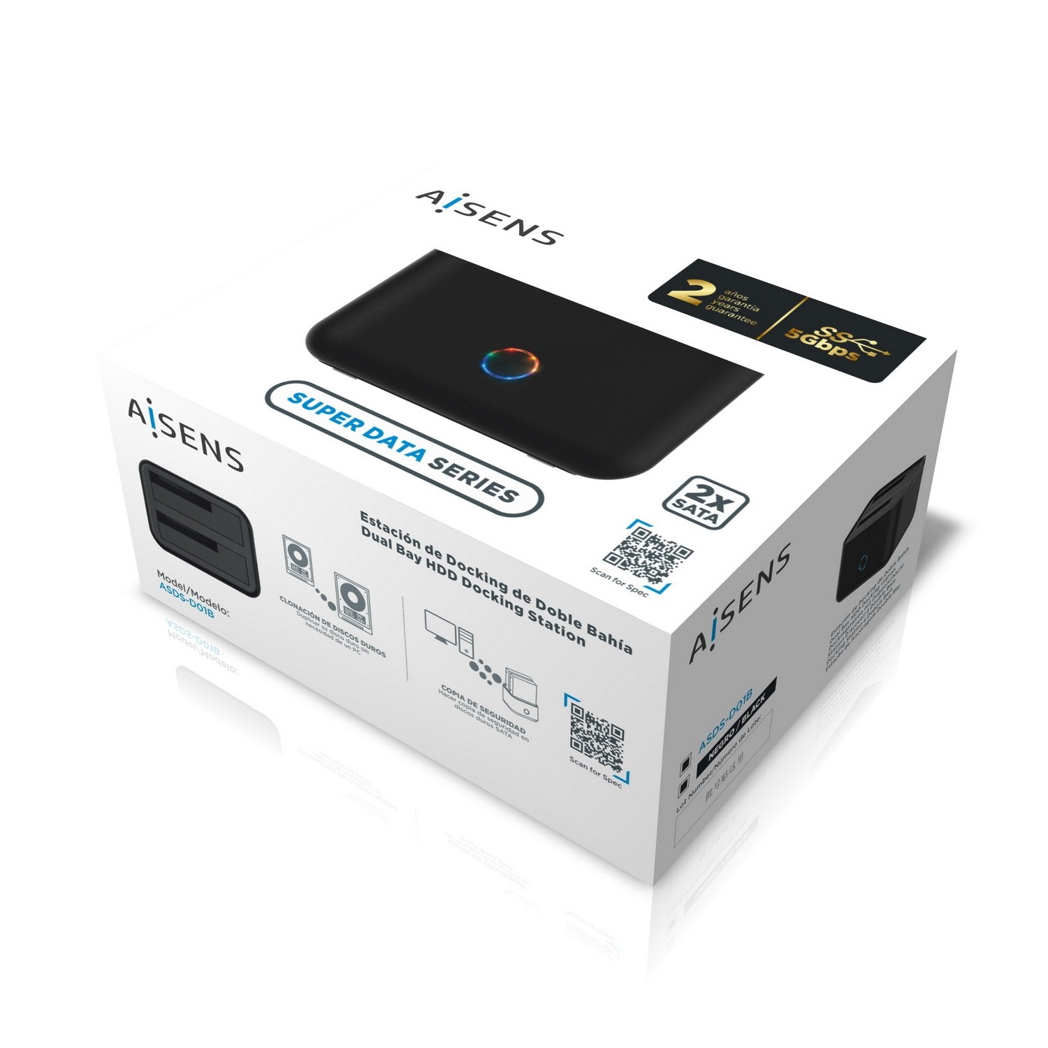 EAN 8436574705737 - AISENS ASDS-D01B caja para disco duro externo Carcasa de disco duro/SSD Negro 2.5/3.5" imagen 6